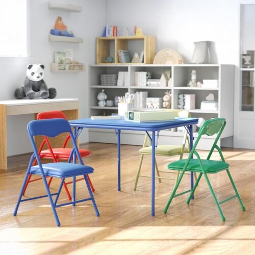 5-Piece Folding Square Desk and Chair Set